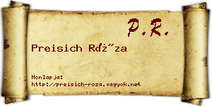 Preisich Róza névjegykártya
